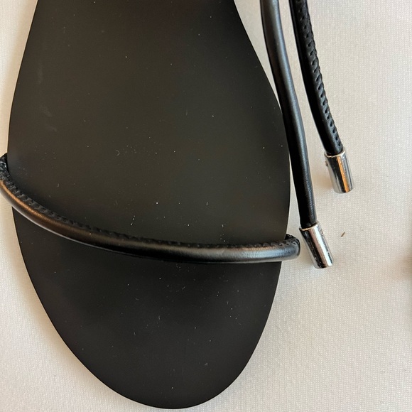 Steve Madden Black Lace-Up Minimalist Flat Sandals - Picture 8 of 9